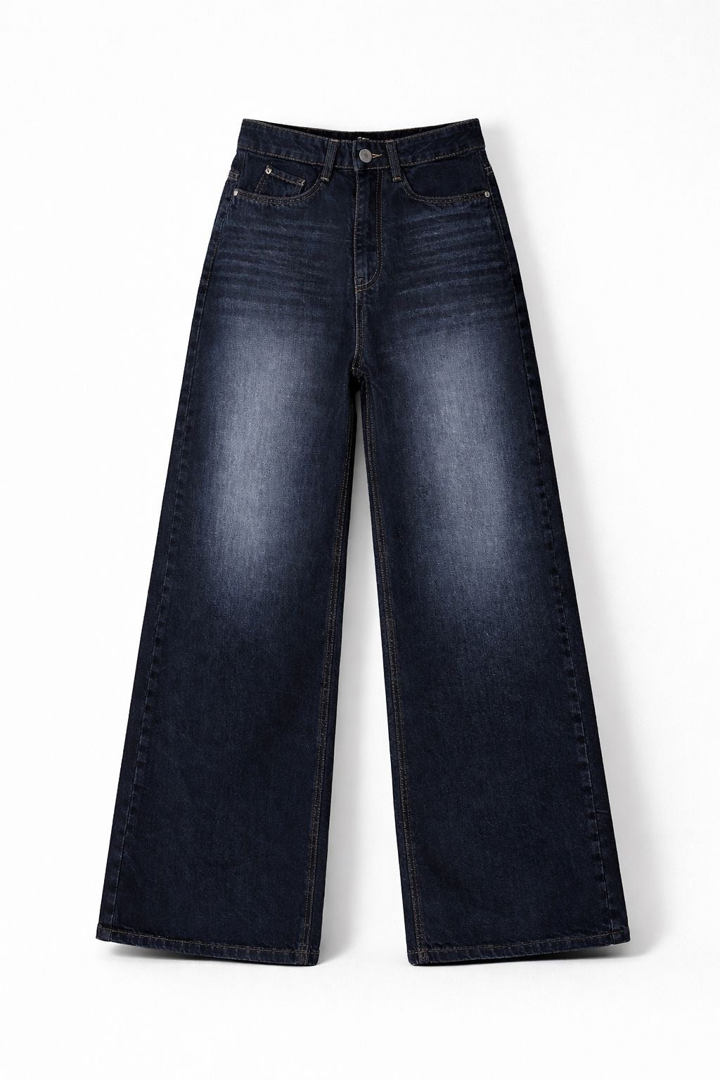 BLACK WASHED WIDE LEG JEANS
