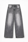 GREY WASHED WIDE LEG JEANS